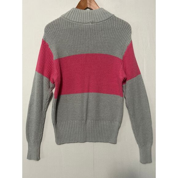 St Johns Bay  Gray Pink Womens Pullover Knit Long Sleeve Ribbed Sweater Medium - Picture 7 of 9